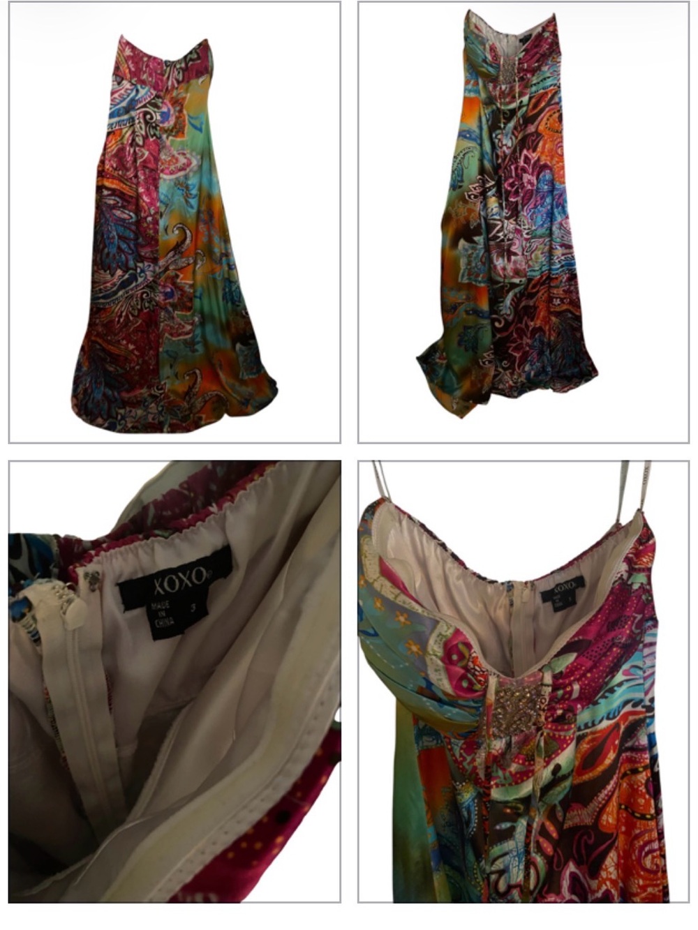 XOXO Vibrant Paisley Halter-Style Maxi Dress in Teal & Magenta